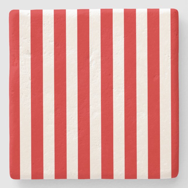 Red and white candy stripes stone coaster (Front)