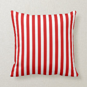 Red and white candy stripes throw pillow