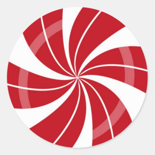 Red and white candy swirl peppermint candy classic round sticker