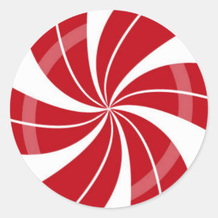 Red and white candy swirl, peppermint candy classic round sticker