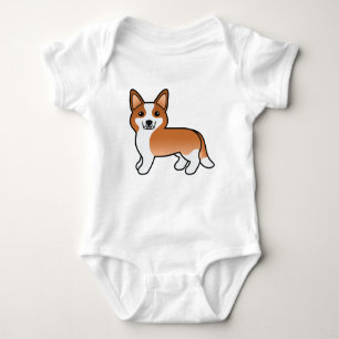 Red And White Cardigan Welsh Corgi Cartoon Dog Baby Bodysuit