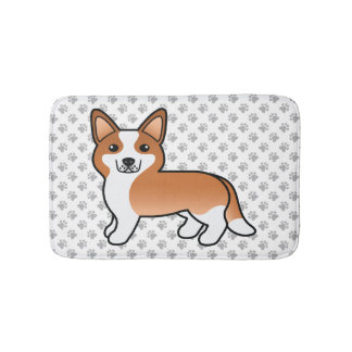 Red And White Cardigan Welsh Corgi Cartoon Dog Bath Mat