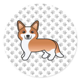 Red And White Cardigan Welsh Corgi Cartoon Dog Classic Round Sticker