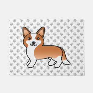 Red And White Cardigan Welsh Corgi Cartoon Dog Doormat