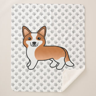 Red And White Cardigan Welsh Corgi Cartoon Dog Sherpa Blanket