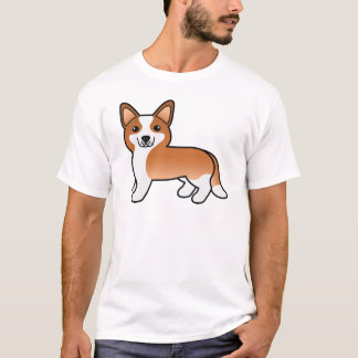 Red And White Cardigan Welsh Corgi Cartoon Dog T-Shirt