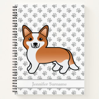 Red And White Cardigan Welsh Corgi &amp; Custom Text Notebook