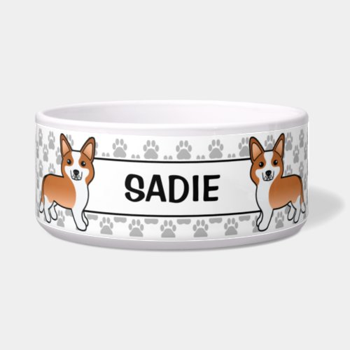 Red And White Cardigan Welsh Corgi Dog  Name Bowl