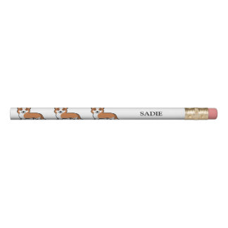 Red And White Cardigan Welsh Corgi Dog &amp; Name Pencil