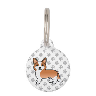 Red And White Cardigan Welsh Corgi &amp; Pet's Info Pet ID Tag