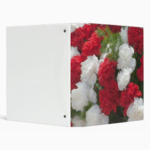 Red and white carnations 3 ring binder