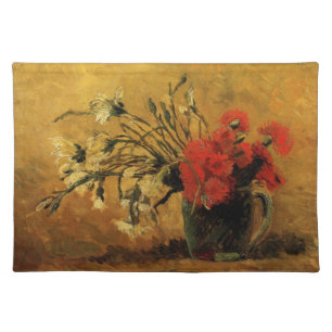 Red And White Carnations by Vincent van Gogh Cloth Placemat