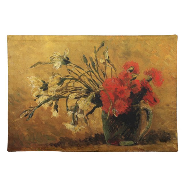 Red And White Carnations by Vincent van Gogh Cloth Placemat (Front)