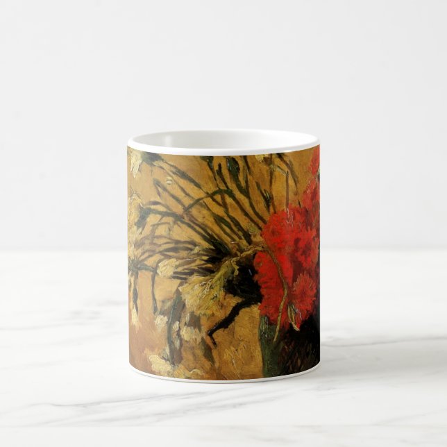 Red And White Carnations by Vincent van Gogh Coffee Mug (Center)