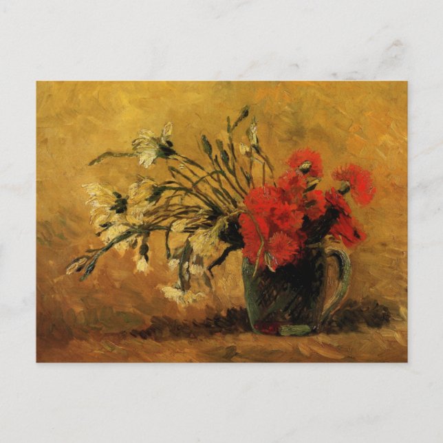 Red And White Carnations by Vincent van Gogh Postcard (Front)