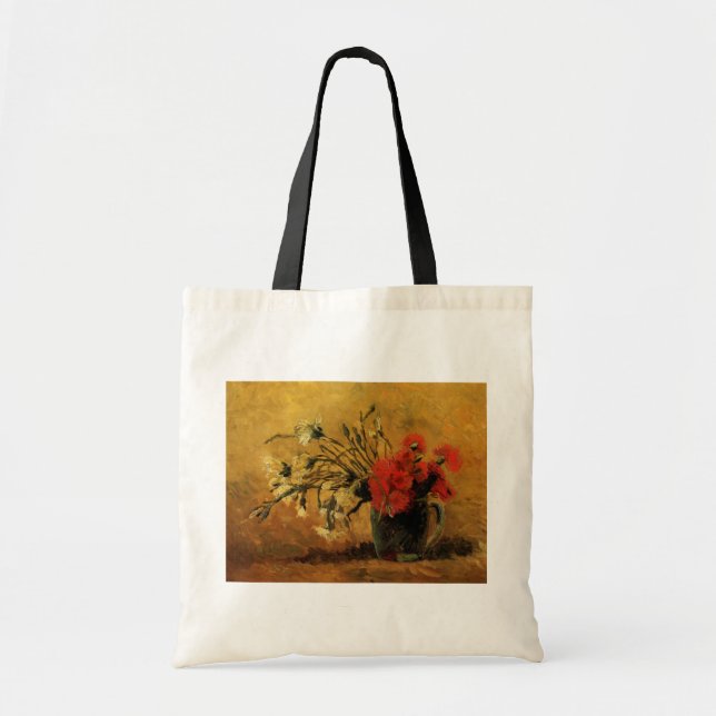 Red And White Carnations by Vincent van Gogh Tote Bag (Front)