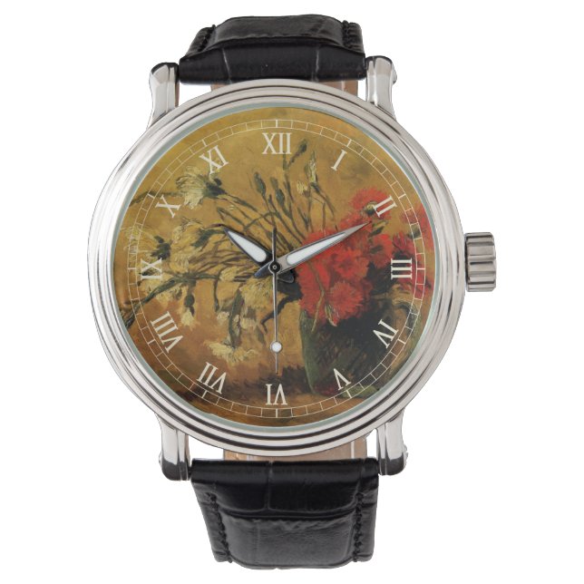 Red And White Carnations by Vincent van Gogh Watch (Front)