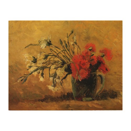Red And White Carnations by Vincent van Gogh Wood Wall Art