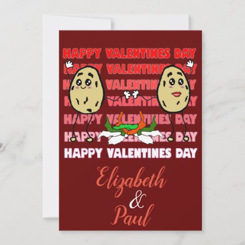 Red and White Cartoon Love You More than Pupusas Holiday Card