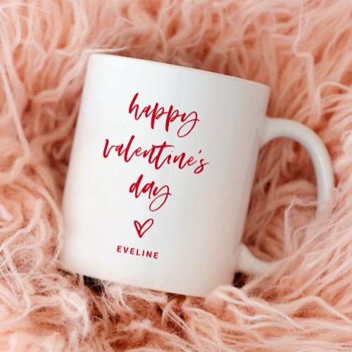 Red and White  Casual Script and Heart Valentine Coffee Mug