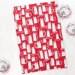 Red and White Cat Pattern Kitchen Towel<br><div class="desc">Fun little white cats on a festive red background. Original art by Nic Squirrell.</div>