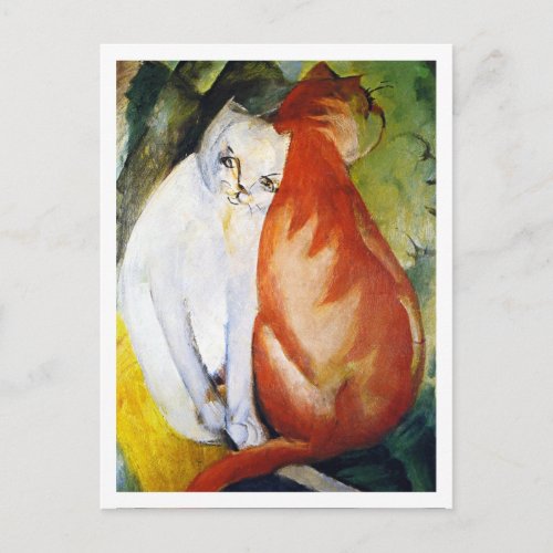 Red and White Cats Franz Marc Postcard