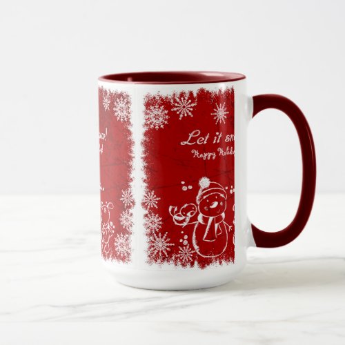 Red And White Chalk Snowman_Let It Snow Mug