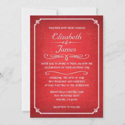 Red and White Chalkboard Wedding Invitations