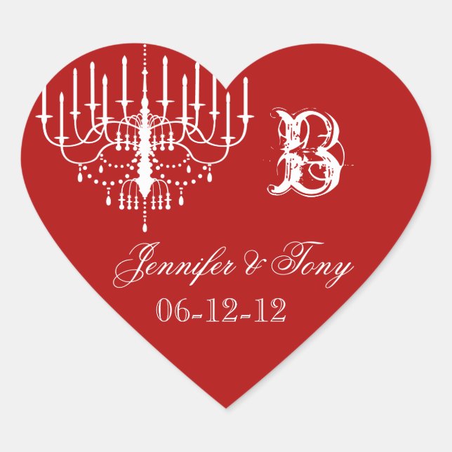 Red and White Chandelier Custom Heart Stickers (Front)