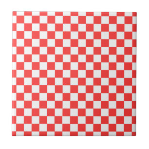 Red and White Check Ceramic Tile
