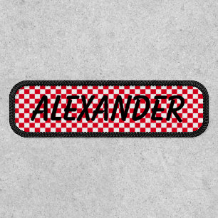 Red and White Check Employee Name Patch