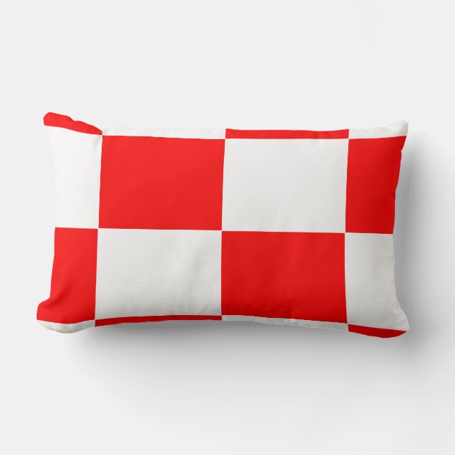 red and white checker board  pattern lumbar pillow (Front)