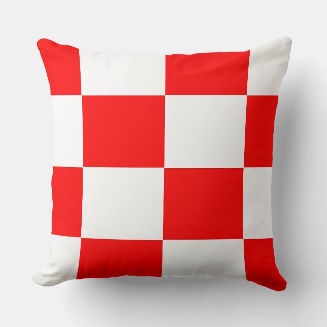 red and white checker board  pattern throw pillow (Front)