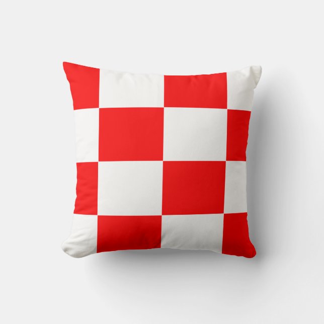 red and white checker board  pattern throw pillow (Front)