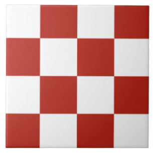 Red and White checker pattern Ceramic Tile