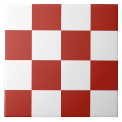 Red and White checker pattern Ceramic Tile