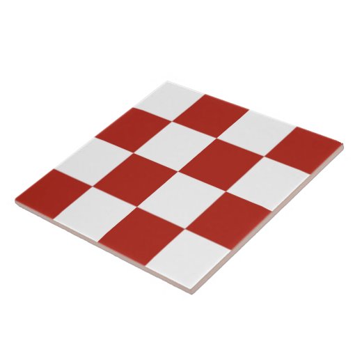 Red and White checker pattern Ceramic Tile Zazzle