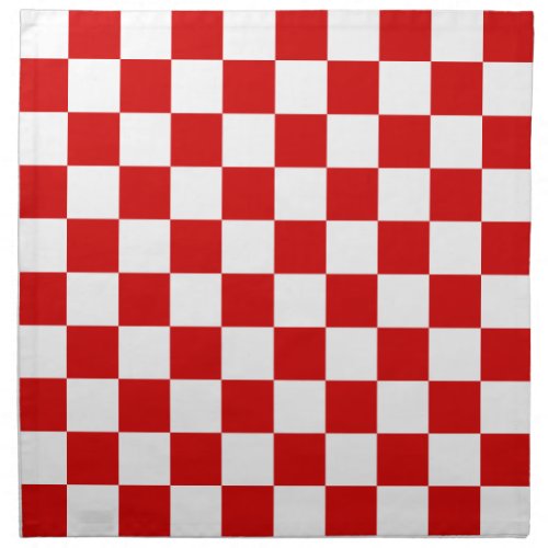 Red and White Checker Pattern Cloth Napkin