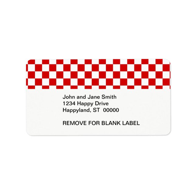 Red and White Checker Pattern Label (Front)