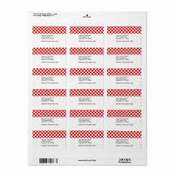 Red and White Checker Pattern Label | Zazzle