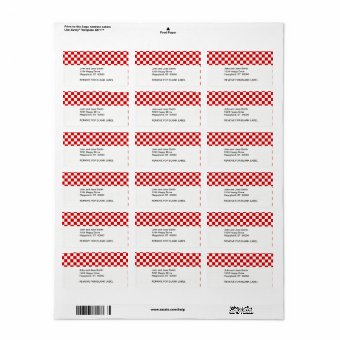 Red and White Checker Pattern Label | Zazzle