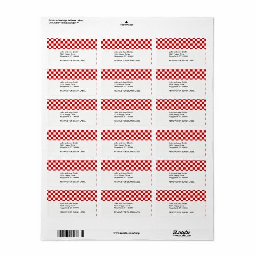Red and White Checker Pattern Label Zazzle