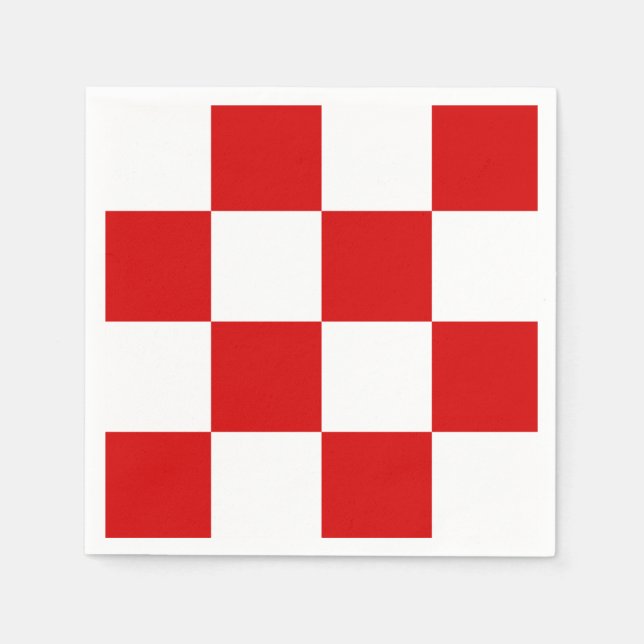 Red and White Checker Pattern Paper Napkins (Front)
