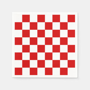 Red and White Checker Pattern Paper Napkins