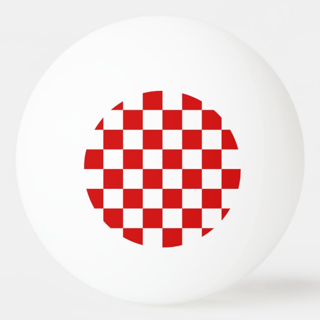 Red and White Checker Pattern Ping-Pong Ball (Front)
