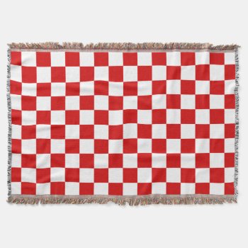 Red And White Checker Pattern Throw Blanket by FantabulousPatterns at Zazzle