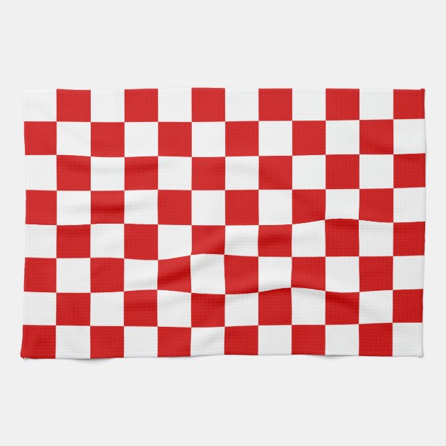 Red and White Checker Pattern Towel (Horizontal)