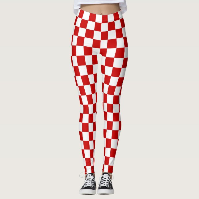 Red and White Checkerboard Leggings (Front)