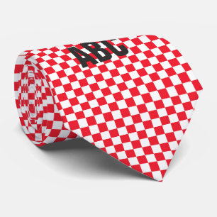 Red and White Checkerboard Neck Tie