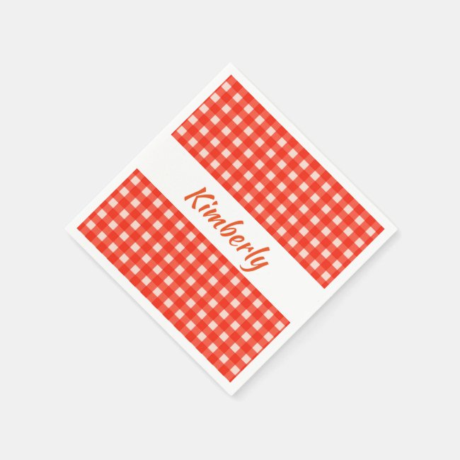 Red and White Checkerboard Paper Napkins